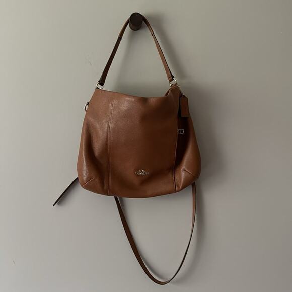 EUC COACH ISABELLE EW ADJUSTABLE SHOULDER BAG IN SADDLE BROWN PEBBLE LEATHER - Picture 1 of 15
